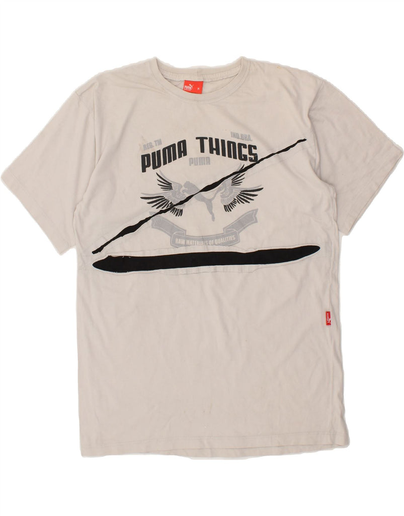 PUMA Mens Graphic T-Shirt Top Medium White Cotton Vintage Puma and Second-Hand Puma from Messina Hembry 