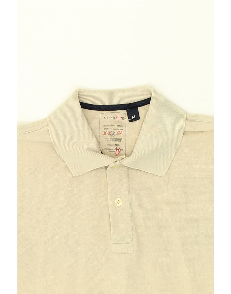 MURPHY & NYE Mens Polo Shirt Medium Beige Cotton Vintage Murphy & Nye and Second-Hand Murphy & Nye from Messina Hembry 