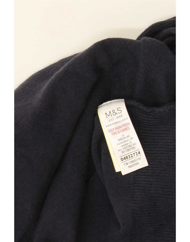 Marks & Spencer Womens Open Cardigan Sweater UK 14 Medium Navy Blue Acrylic