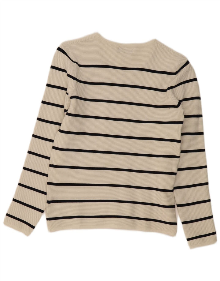 Zara Mens V-Neck Jumper Sweater Small White Striped