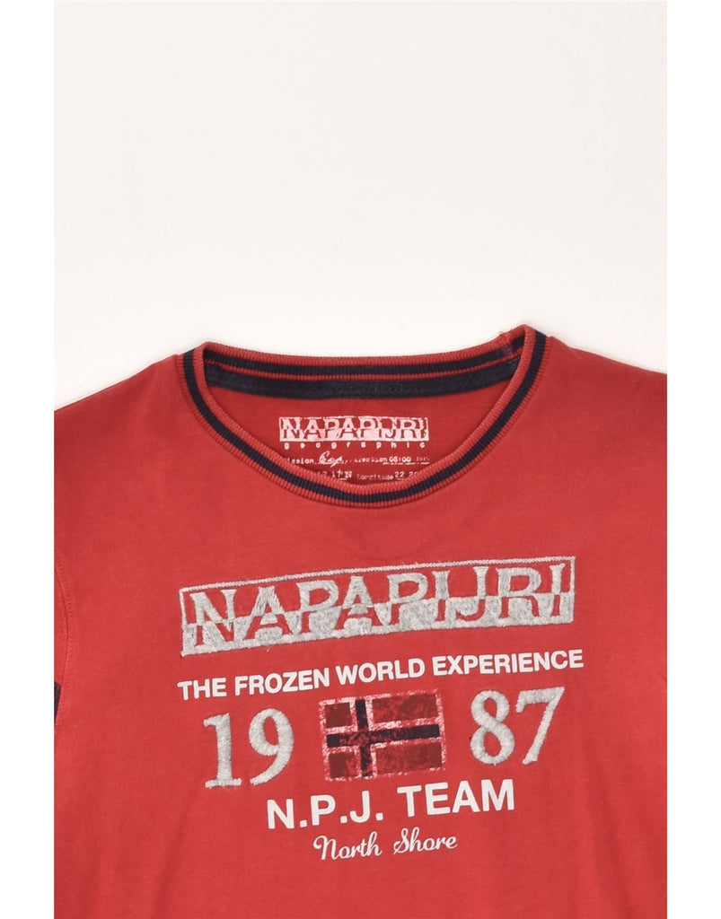 NAPAPIJRI Boys Graphic Top Long Sleeve 11-12 Years Red Colourblock | Vintage Napapijri | Thrift | Second-Hand Napapijri | Used Clothing | Messina Hembry 