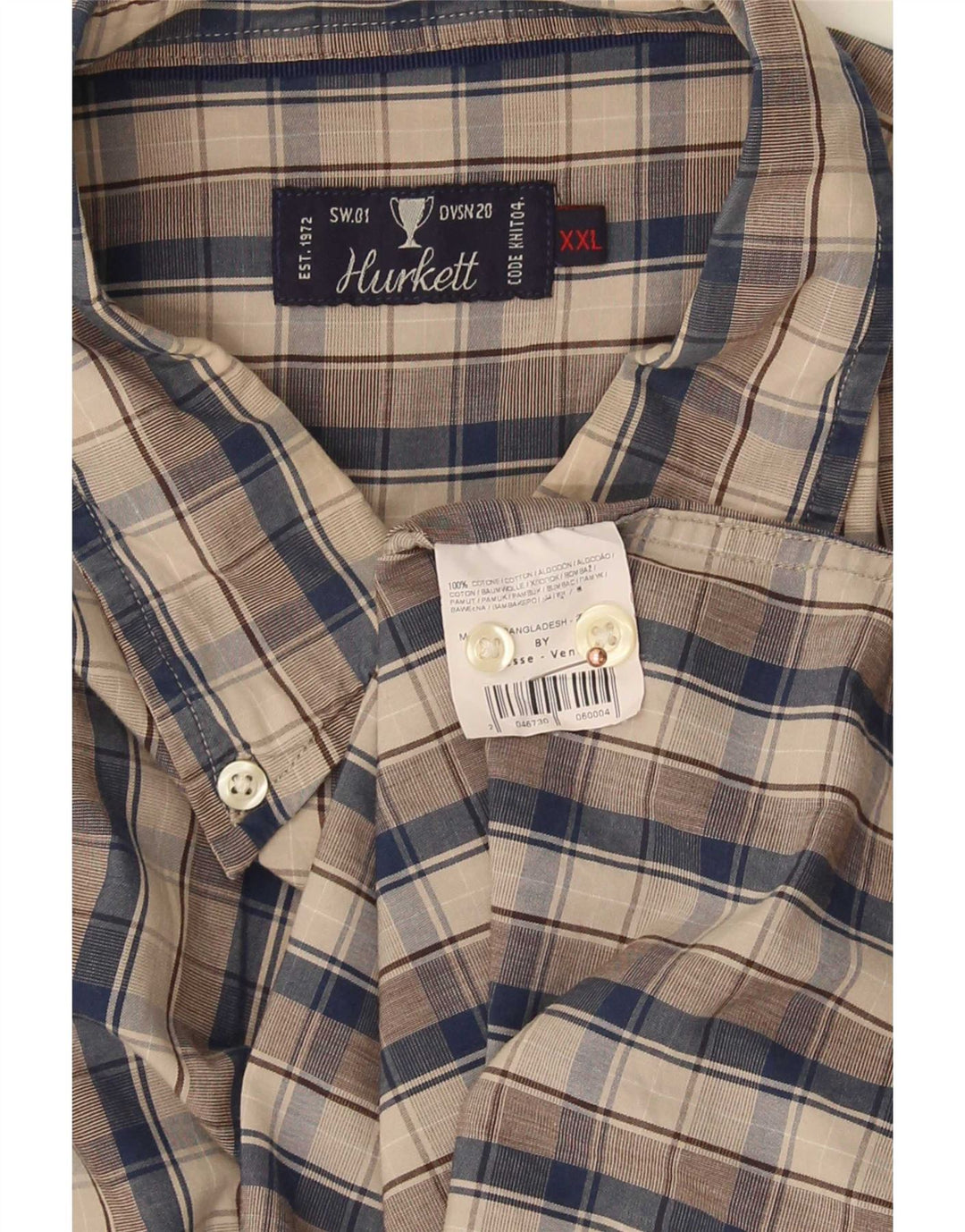 Vintage Mens Shirt 2XL Brown Check Cotton