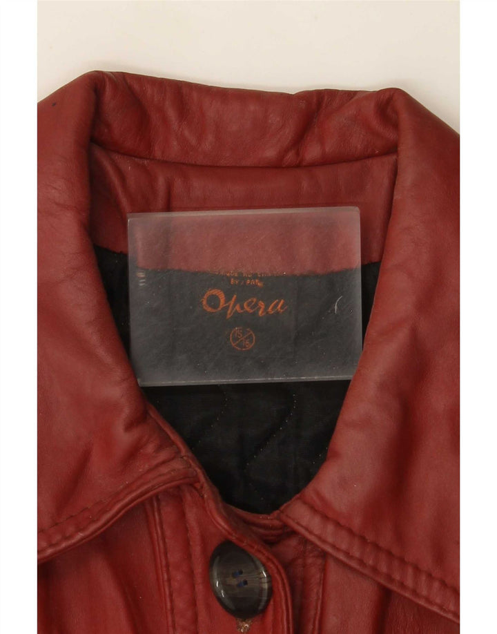 Opera Womens Leather Coat UK 10 Small Burgundy Classic