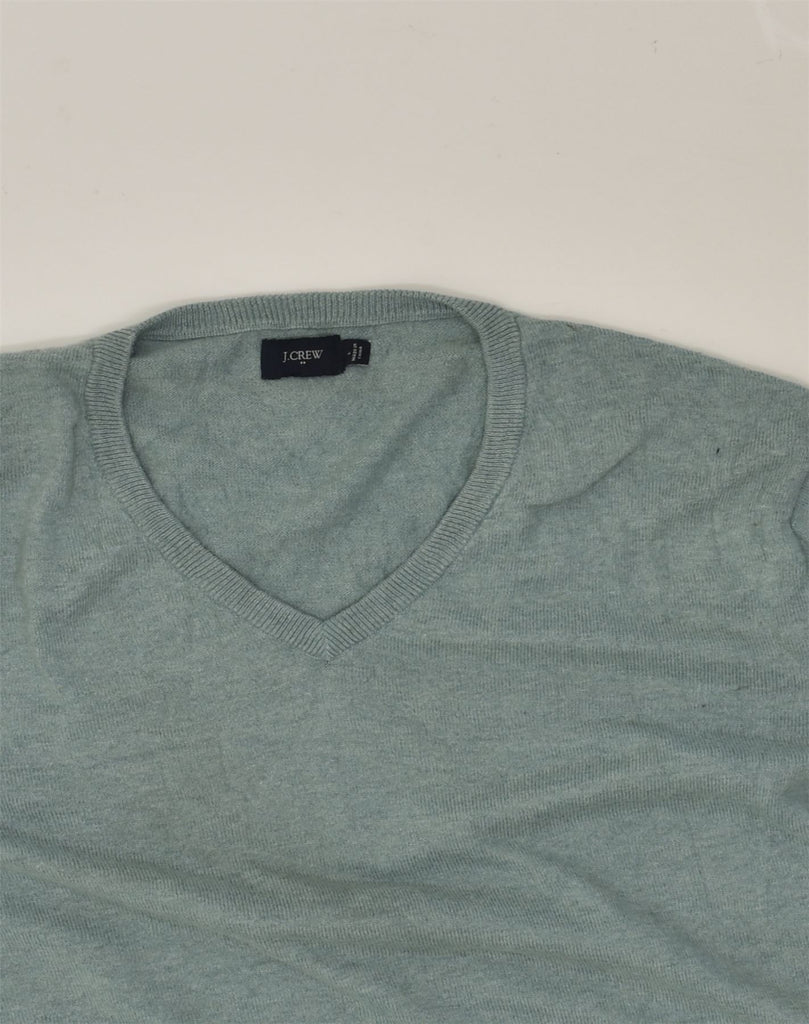 J. CREW Mens V-Neck Jumper Sweater Large Green Cotton | Vintage J. Crew | Thrift | Second-Hand J. Crew | Used Clothing | Messina Hembry 