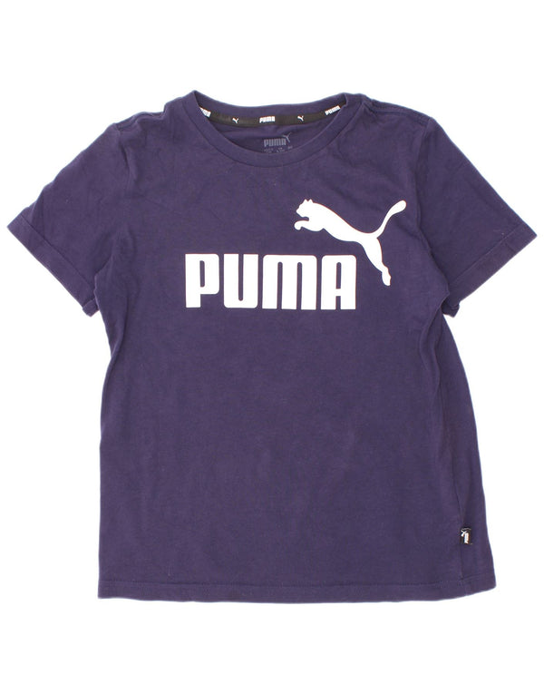 Puma Boys Graphic T-Shirt Top 9-10 Years Navy Blue Cotton