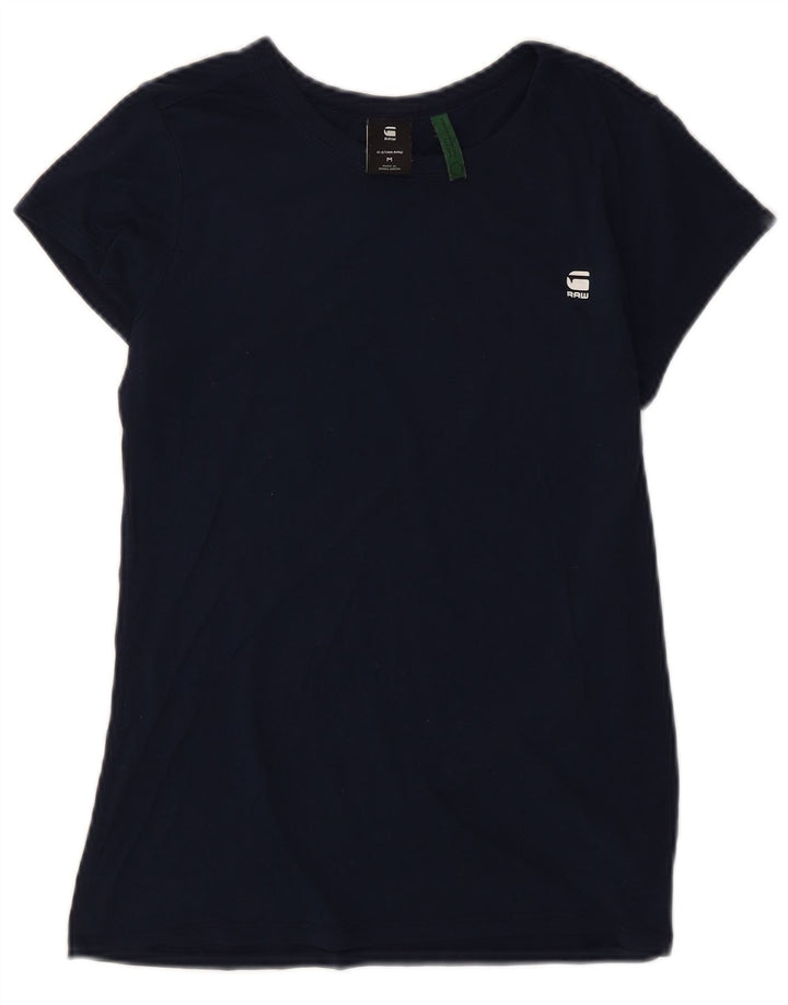 G-Star Womens T-Shirt Top UK 12 Medium Navy Blue Cotton