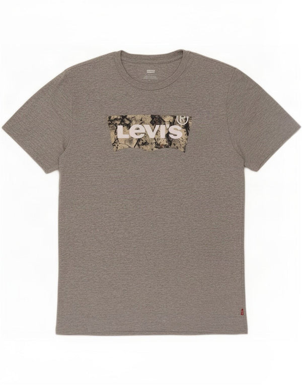 Levi's Mens Graphic T-Shirt Top Medium Grey Flecked Cotton