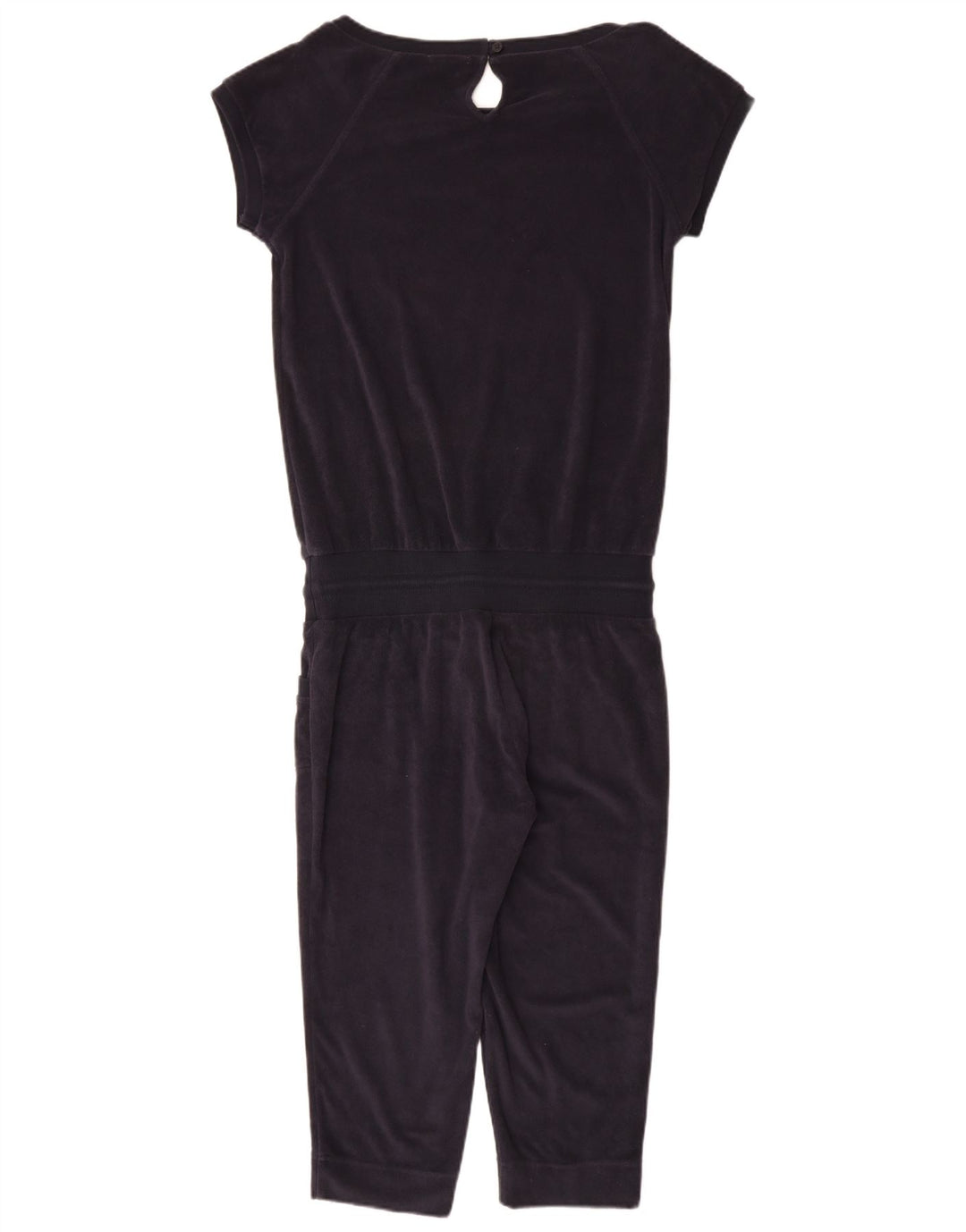 MONCLER Womens Velour Jumpsuit UK 10 Small  Navy Blue Cotton