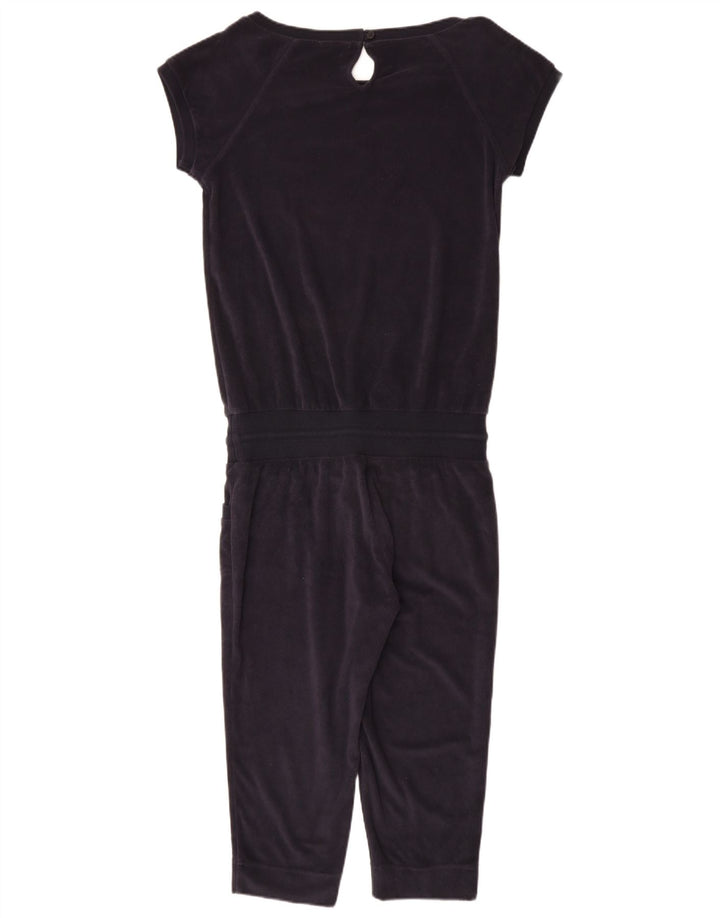 MONCLER Womens Velour Jumpsuit UK 10 Small  Navy Blue Cotton
