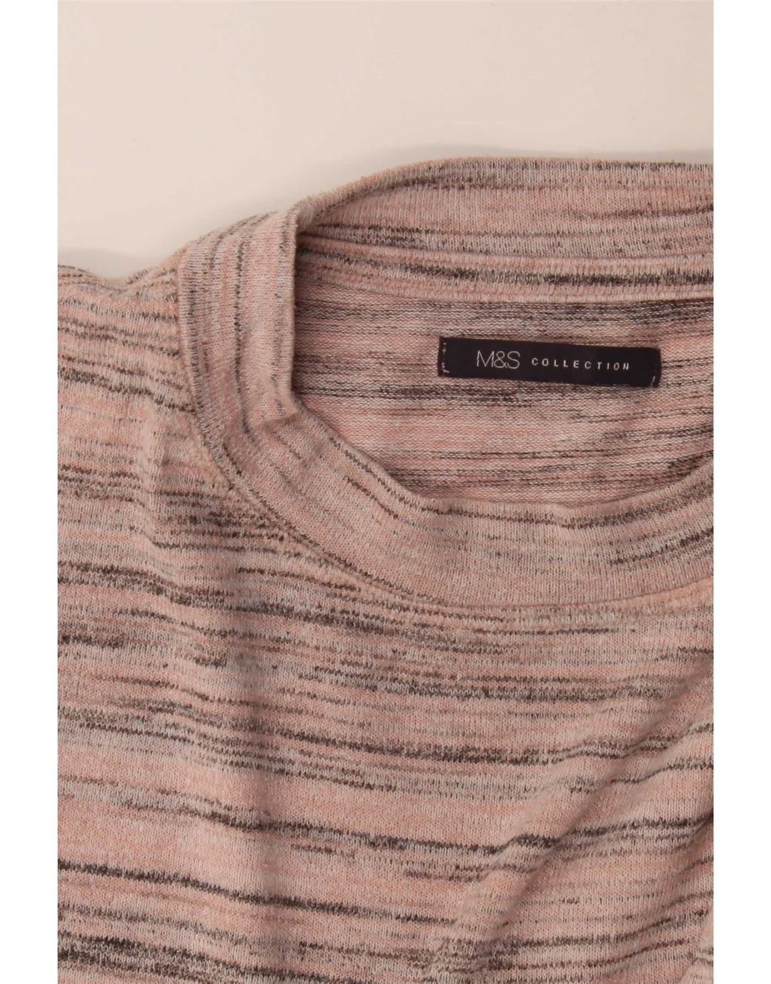 Marks & Spencer Womens Crew Neck Jumper Sweater UK 12 Medium Pink Striped