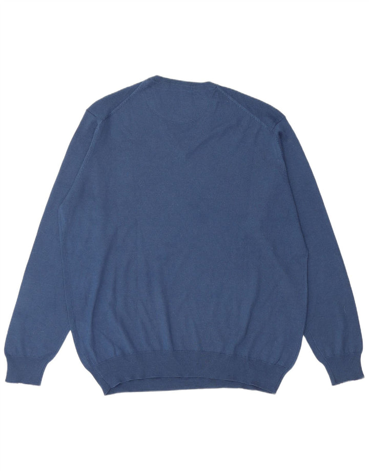 Carrera Mens V-Neck Jumper Sweater 2XL Blue Wool