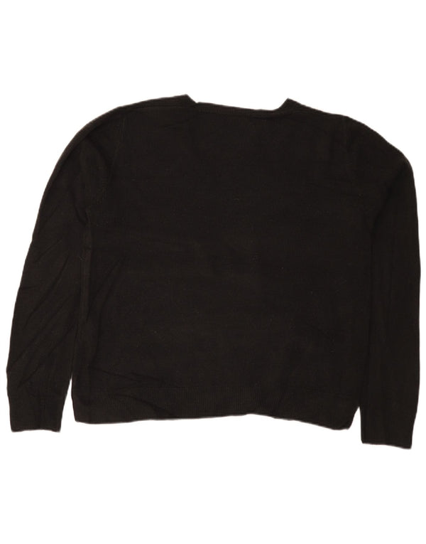 Marks & Spencer Womens V-Neck Jumper Sweater UK 16 Large  Black Acrylic