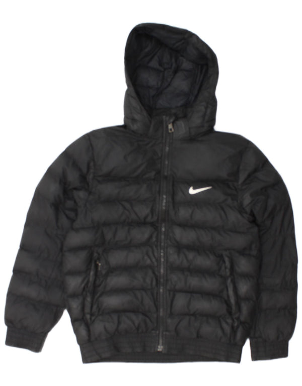Nike Boys Hooded Padded Jacket 12-13 Years Laarge Black Polyester