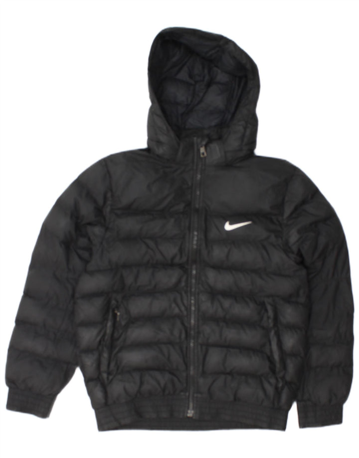 Nike Boys Hooded Padded Jacket 12-13 Years Laarge Black Polyester