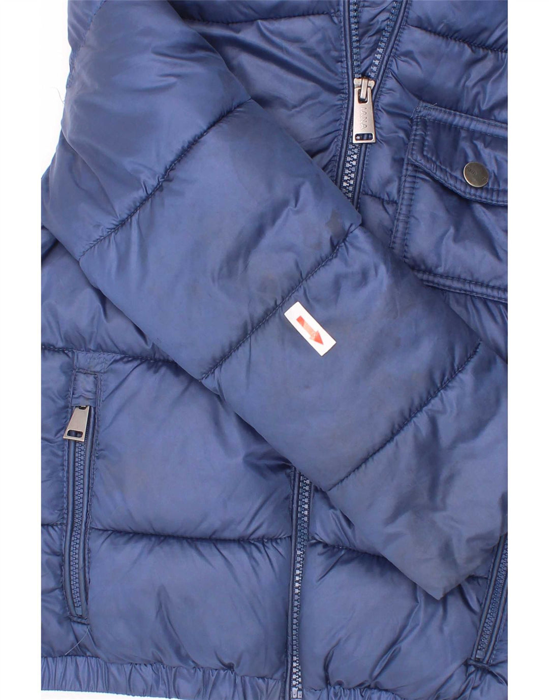 Vintage Boys Hooded Padded Jacket 5-6 Years Navy Blue Polyester