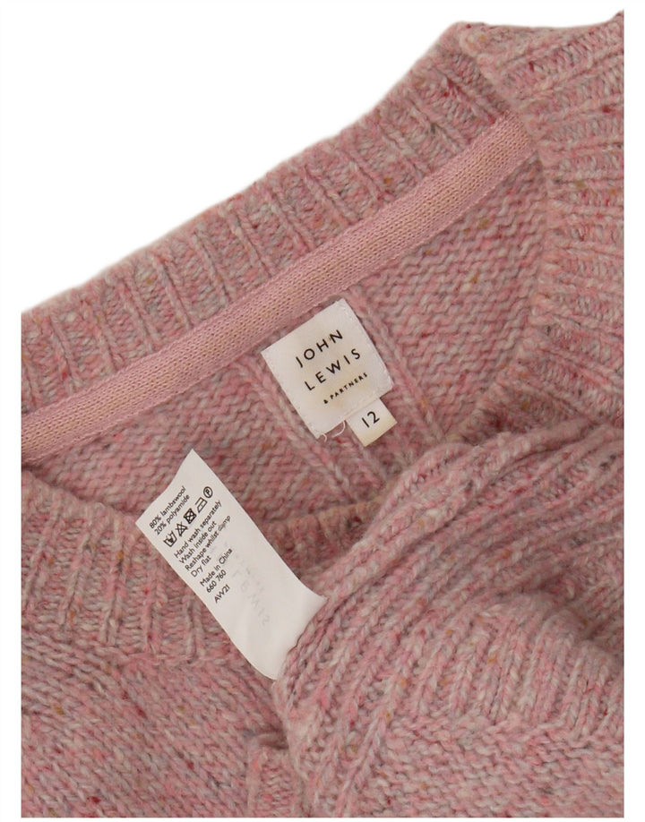 JOHN LEWIS Womens Crew Neck Jumper Sweater UK 12 Medium Pink Flecked