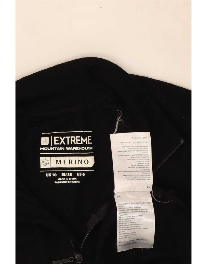 Mountain Warehouse Womens Zip Neck Jumper Sweater UK 10 Small Black Wool