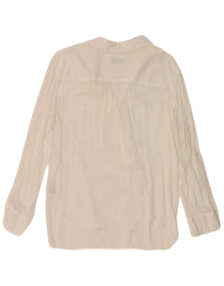 Benetton Womens Oversized Shirt Blouse UK 14 Medium White Viscose
