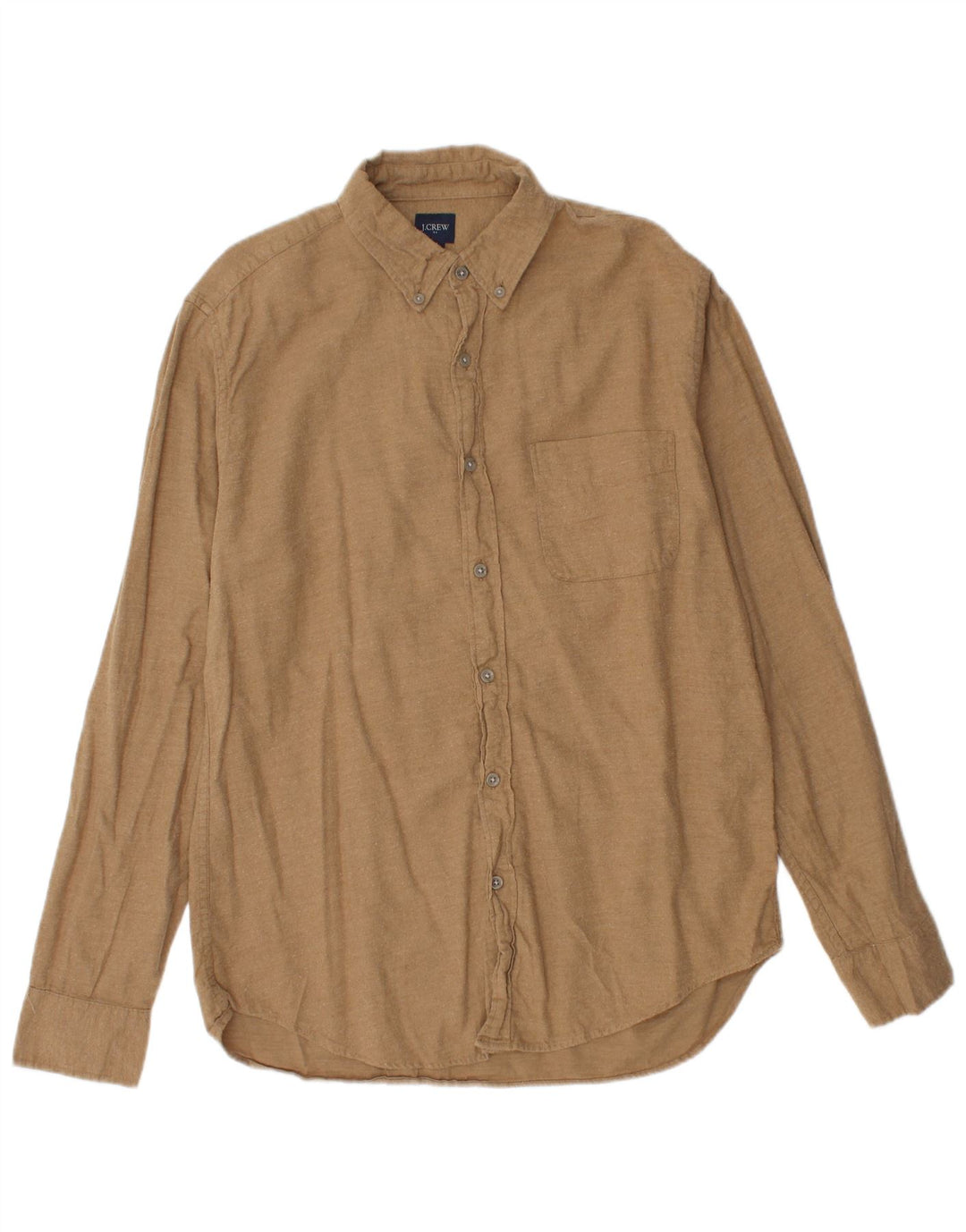 J. CREW Mens Flannel Shirt Medium Beige Cotton