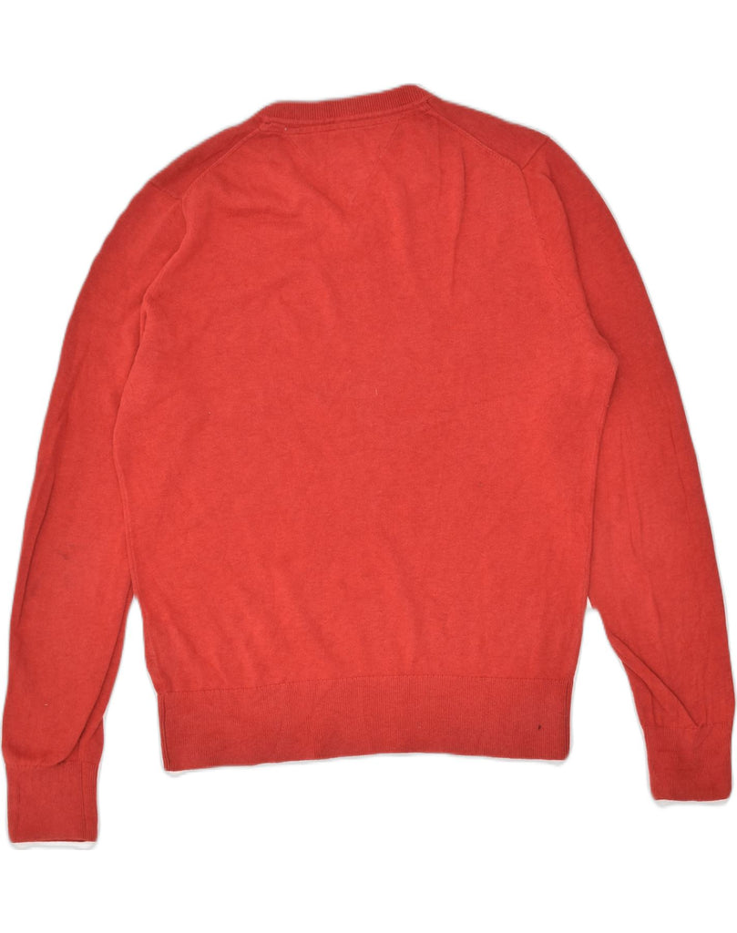 TOMMY HILFIGER Mens V-Neck Jumper Sweater Medium Red Cotton | Vintage Tommy Hilfiger | Thrift | Second-Hand Tommy Hilfiger | Used Clothing | Messina Hembry 