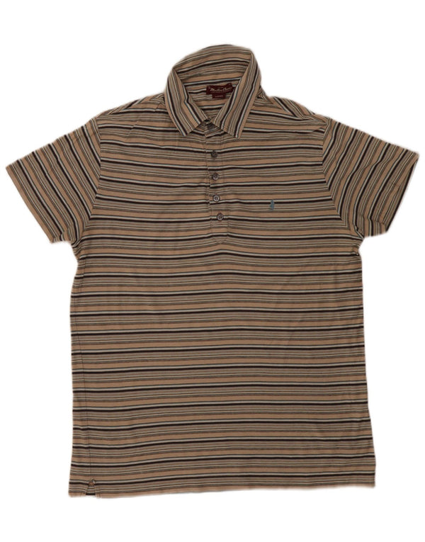 Marlboro Classics Mens Polo Shirt Large Beige Striped