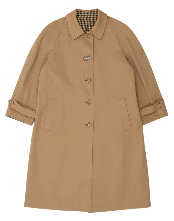 Vintage Womens Oversized Reversible Overcoat IT 47 XL Beige Houndstooth