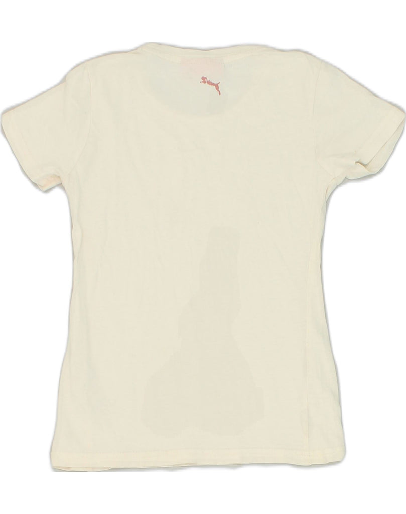 PUMA Girls Graphic T-Shirt Top 9-10 Years White Cotton | Vintage Puma | Thrift | Second-Hand Puma | Used Clothing | Messina Hembry 