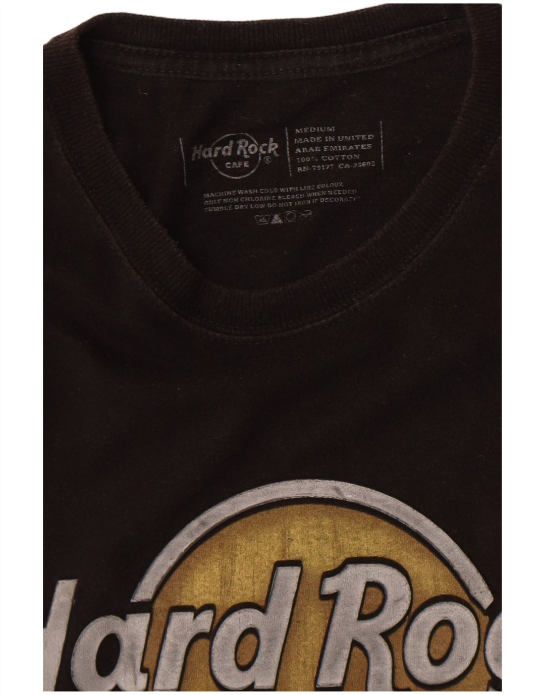 Hard Rock Cafe Mens Paris Graphic T-Shirt Top Medium Black Cotton