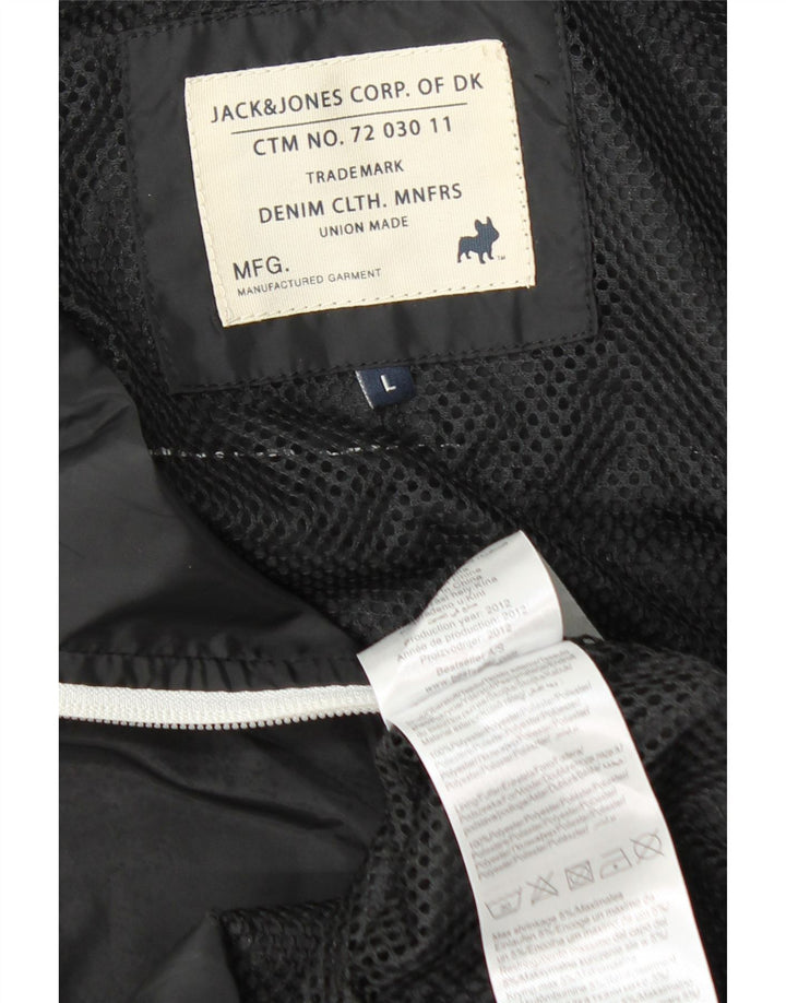 Jack & Jones Mens Bomber Jacket UK 40 Large Black Polyester
