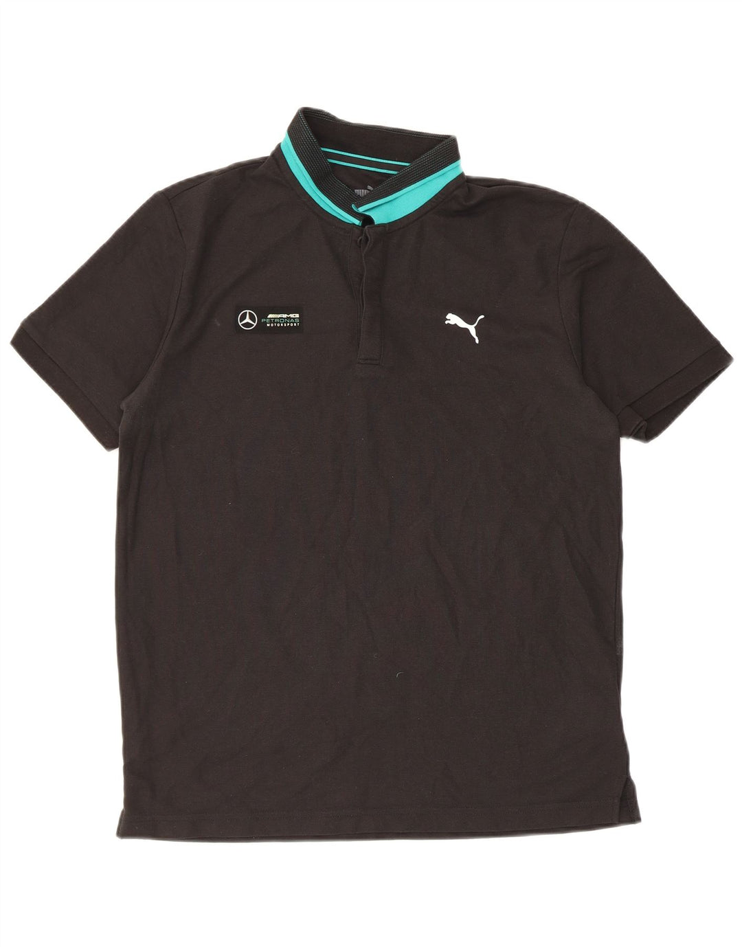 Puma Mens Polo Shirt Medium Black Colourblock Cotton