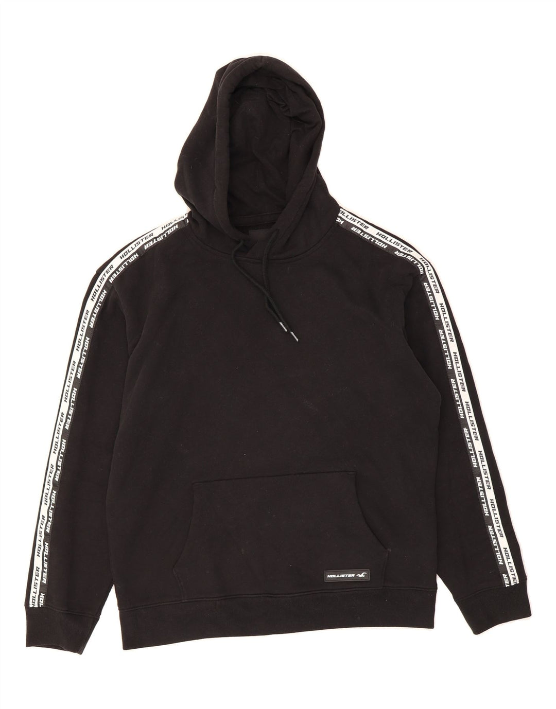 HOLLISTER Mens Graphic Hoodie Jumper Medium Black Cotton Vintage Hollister and Second-Hand Hollister from Messina Hembry 