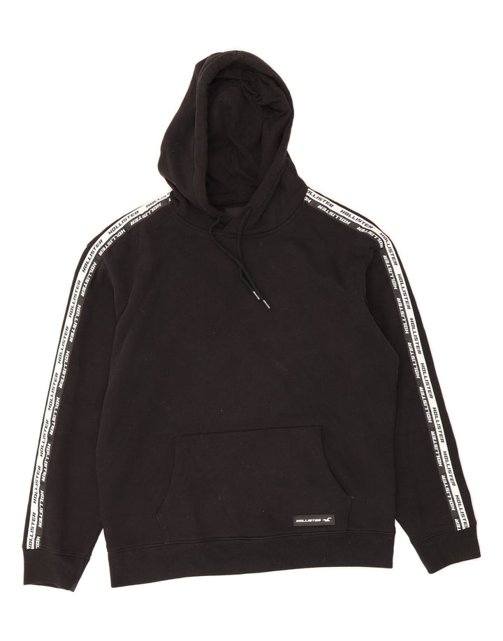 HOLLISTER Mens Graphic Hoodie Jumper Medium Black Cotton Vintage Hollister and Second-Hand Hollister from Messina Hembry 