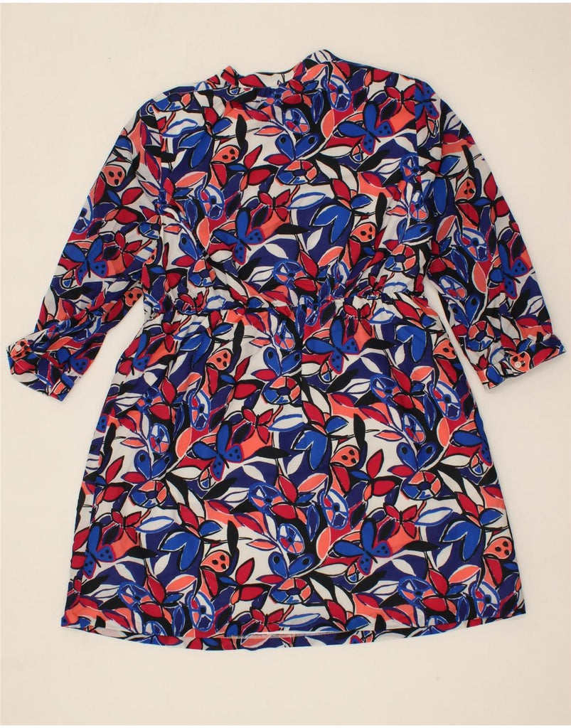 J. CREW Womens 3/4 Sleeve A-Line Dress UK 16 Large Blue Floral Polyester Vintage J. Crew and Second-Hand J. Crew from Messina Hembry 