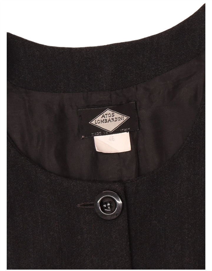 Atos Lombardini Womens 5 Button Sleeveless Blazer Jacket IT 46 Large Grey