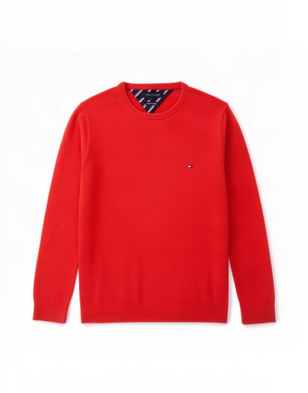 Tommy Hilfiger Mens Crew Neck Jumper Sweater Small Red Cotton