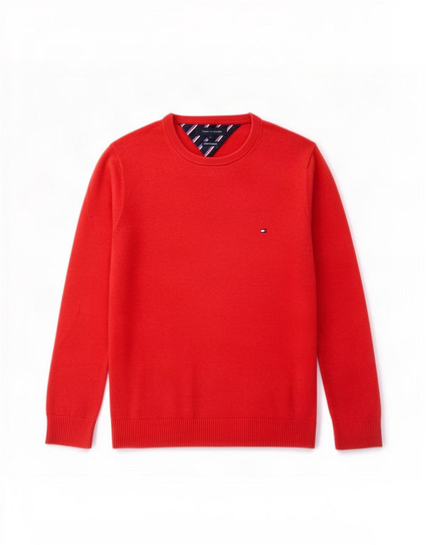 Tommy Hilfiger Mens Crew Neck Jumper Sweater Small Red Cotton