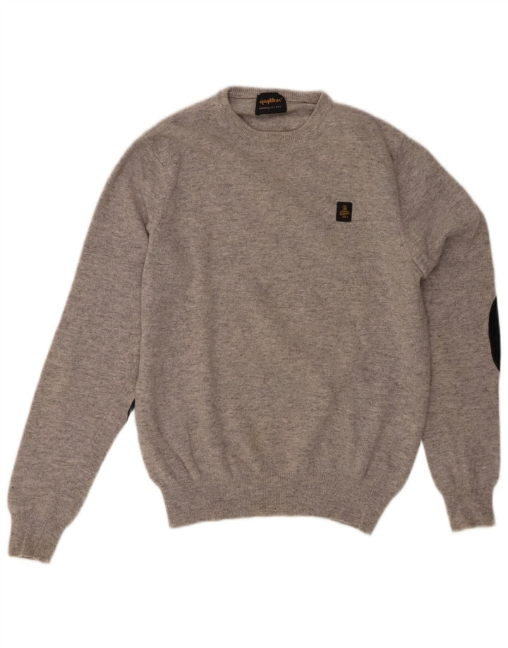 REFRIGIWEAR Womens Crew Neck Jumper Sweater UK 12 Medium Grey Wool