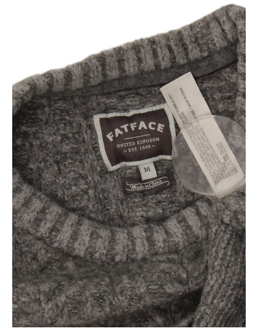 Fat Face Womens Crew Neck Jumper Sweater UK 14 Medium Grey Wool