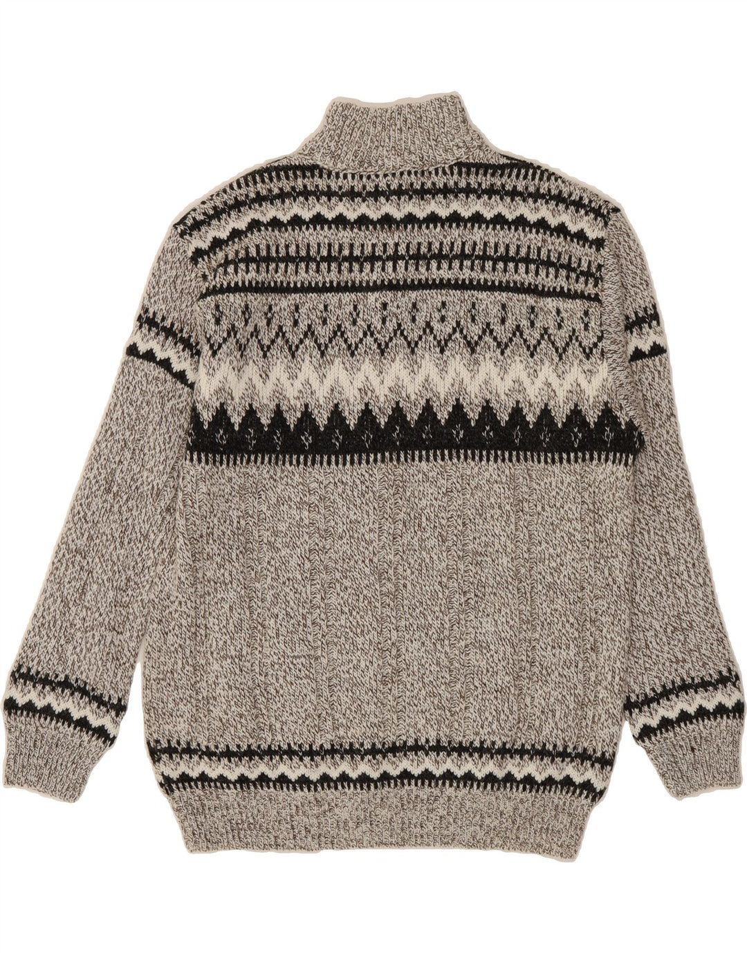 C&A Mens Zip Neck Jumper Sweater Medium Grey Fair Isle Acrylic Vintage C&A and Second-Hand C&A from Messina Hembry 