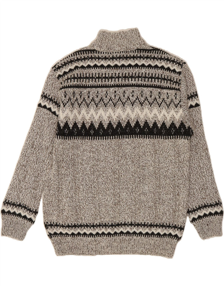 C&A Mens Zip Neck Jumper Sweater Medium Grey Fair Isle Acrylic Vintage C&A and Second-Hand C&A from Messina Hembry 