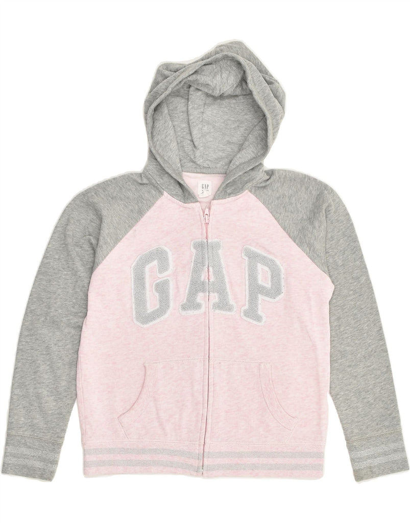 GAP Girls Graphic Zip Hoodie Sweater 11-12 Years XL  Pink Colourblock | Vintage Gap | Thrift | Second-Hand Gap | Used Clothing | Messina Hembry 