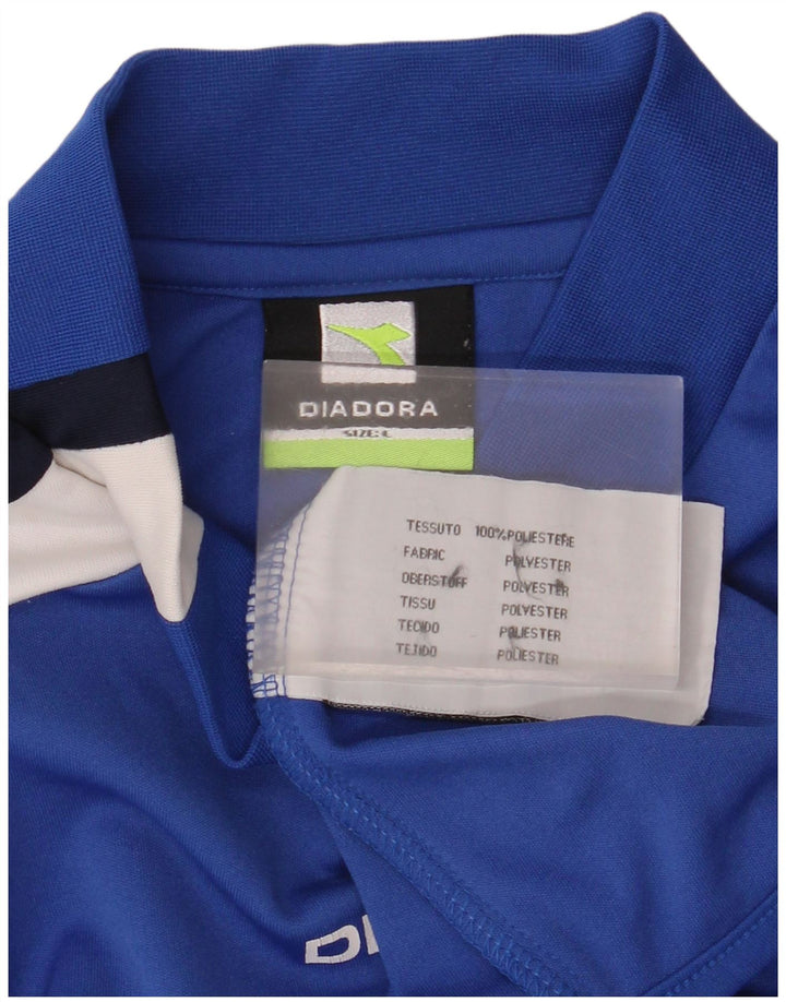 DIADORA Mens T-Shirt Top Large Blue Colourblock Polyester