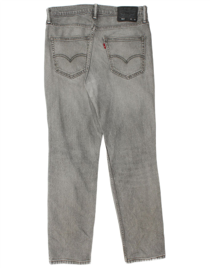 Levi's Mens 511 Distressed Slim Jeans 32 L30 Grey Cotton