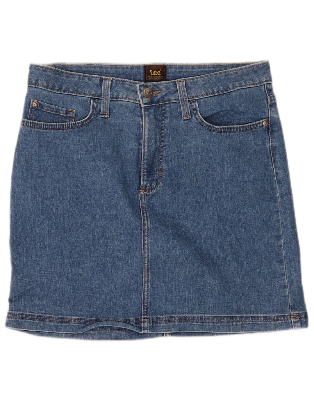 LEE Womens Denim Skirt US 10 Large W32 Blue Cotton