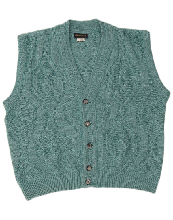 Claude De Pierre Mens Sleeveless Cardigan Sweater IT 48/50 Medium Blue