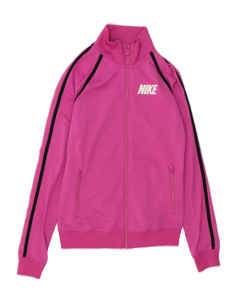 NIKE Womens Tracksuit Top Jacket UK 10 Small Pink Colourblock Polyester Vintage Nike and Second-Hand Nike from Messina Hembry 