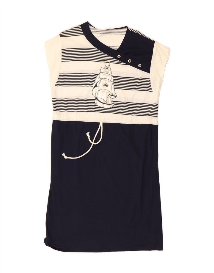 CHARMOR Womens Shift Dress IT 42 Medium Navy Blue Colourblock Nautical Vintage Charmor and Second-Hand Charmor from Messina Hembry 