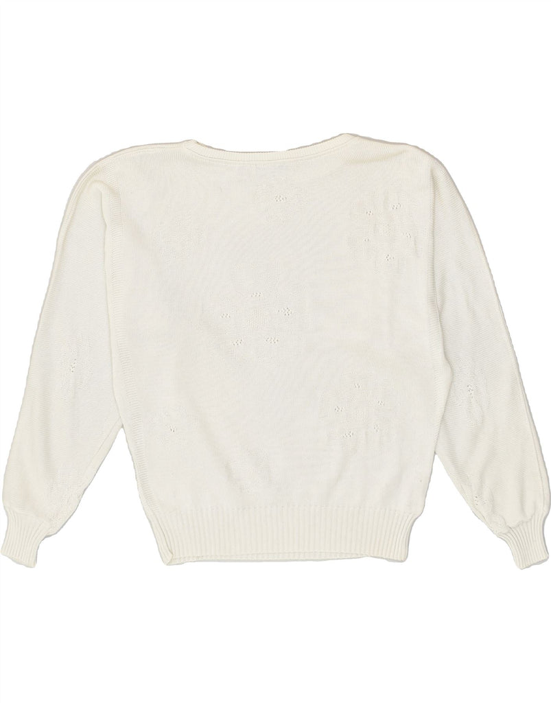 LES COPAINS Womens Batwing Boat Neck Jumper Sweater UK 14 Medium White | Vintage Les Copains | Thrift | Second-Hand Les Copains | Used Clothing | Messina Hembry 