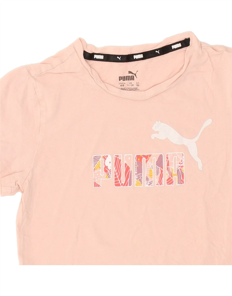 PUMA Girls Graphic T-Shirt Top 11-12 Years Pink Cotton Vintage Puma and Second-Hand Puma from Messina Hembry 