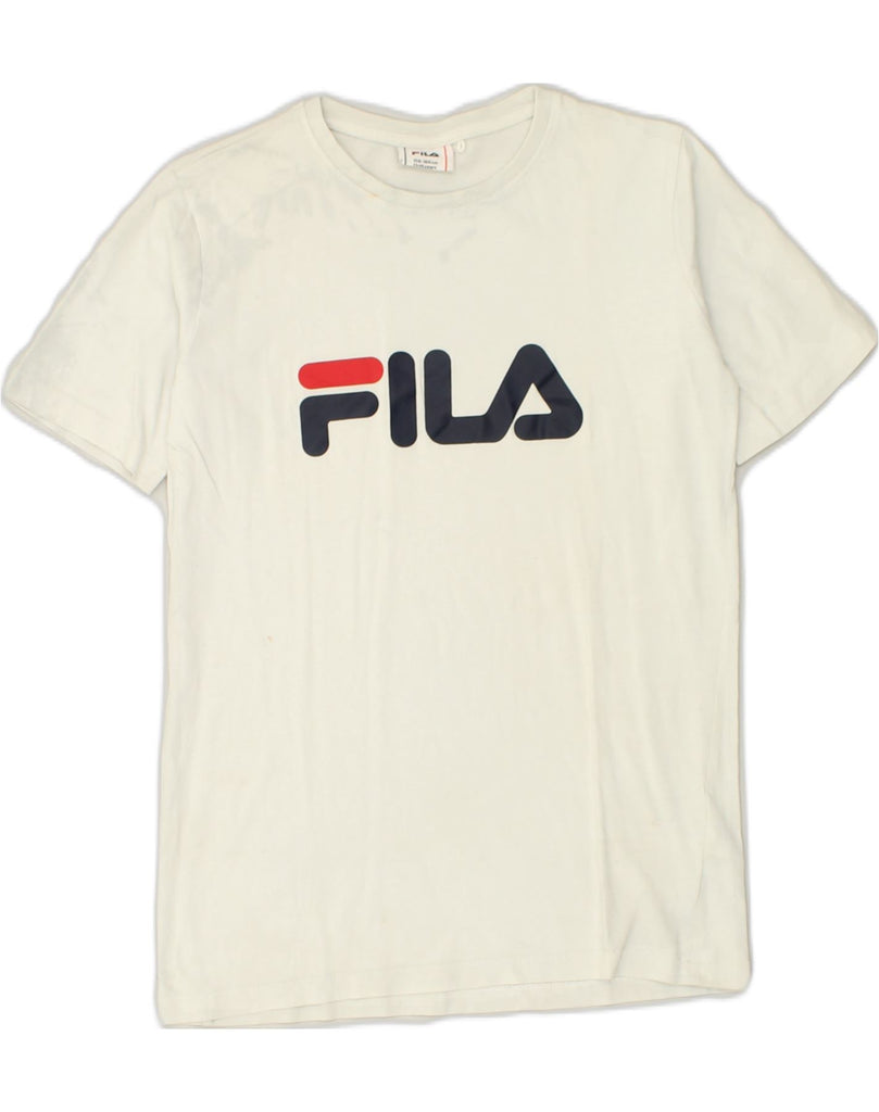 FILA Boys Graphic T-Shirt Top 13-14 Years Off White Cotton | Vintage Fila | Thrift | Second-Hand Fila | Used Clothing | Messina Hembry 